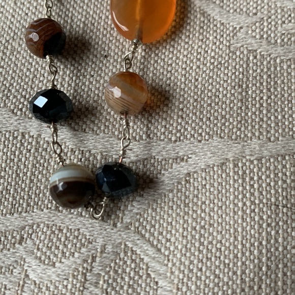 Multi stone gemstone long strand agate onyx quartz 43” necklace 925 strung - Picture 7 of 11